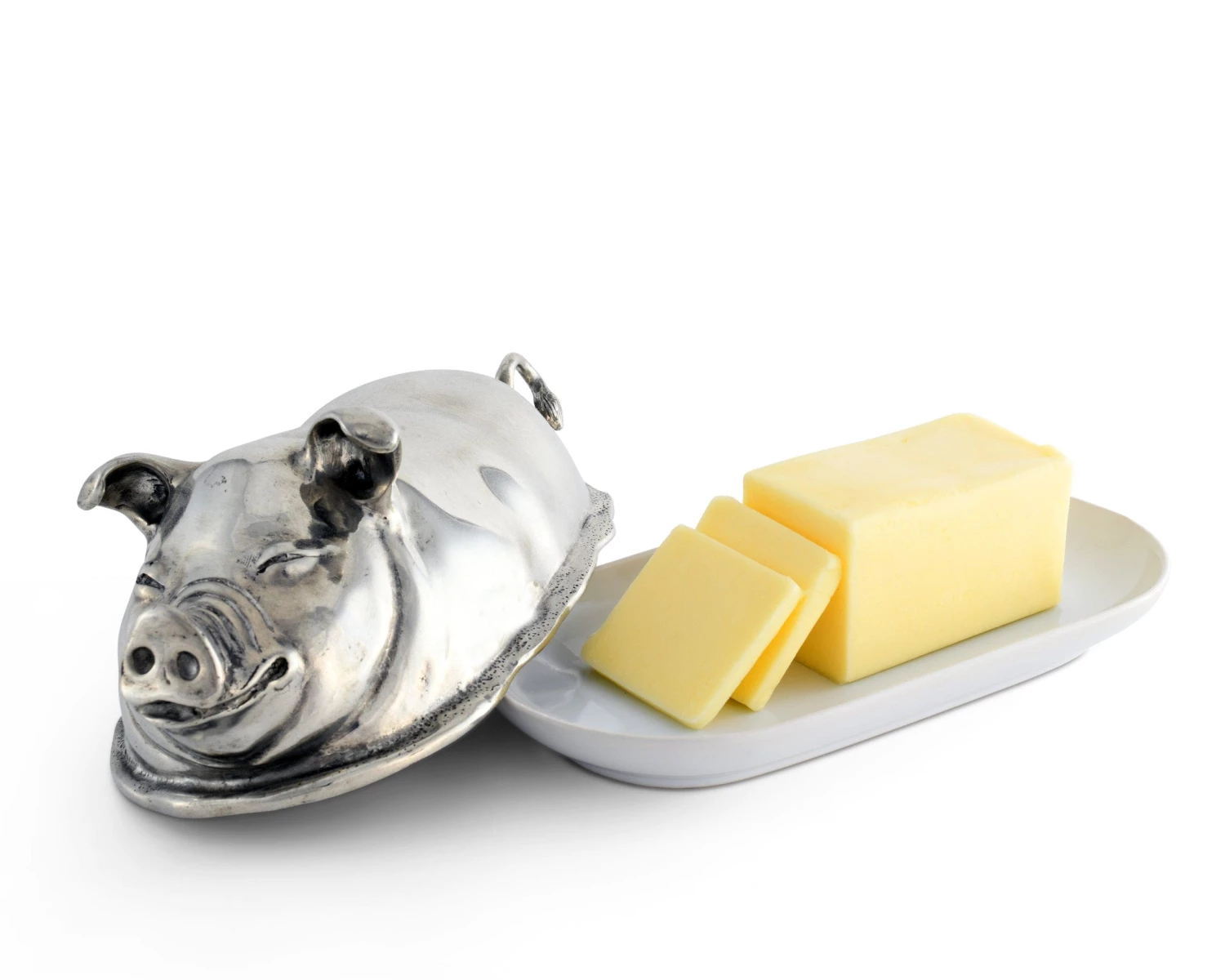 Vagabond House Happy Pig Butter Dish Garden Friends 1 Vagabond House Happy Pig Butter Dish Garden Friends