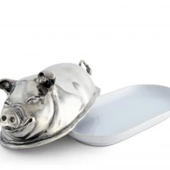 Vagabond House Happy Pig Butter Dish Garden Friends 11 Vagabond House Happy Pig Butter Dish Garden Friends