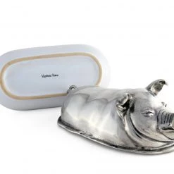 Vagabond House Happy Pig Butter Dish Garden Friends 13 Vagabond House Happy Pig Butter Dish Garden Friends