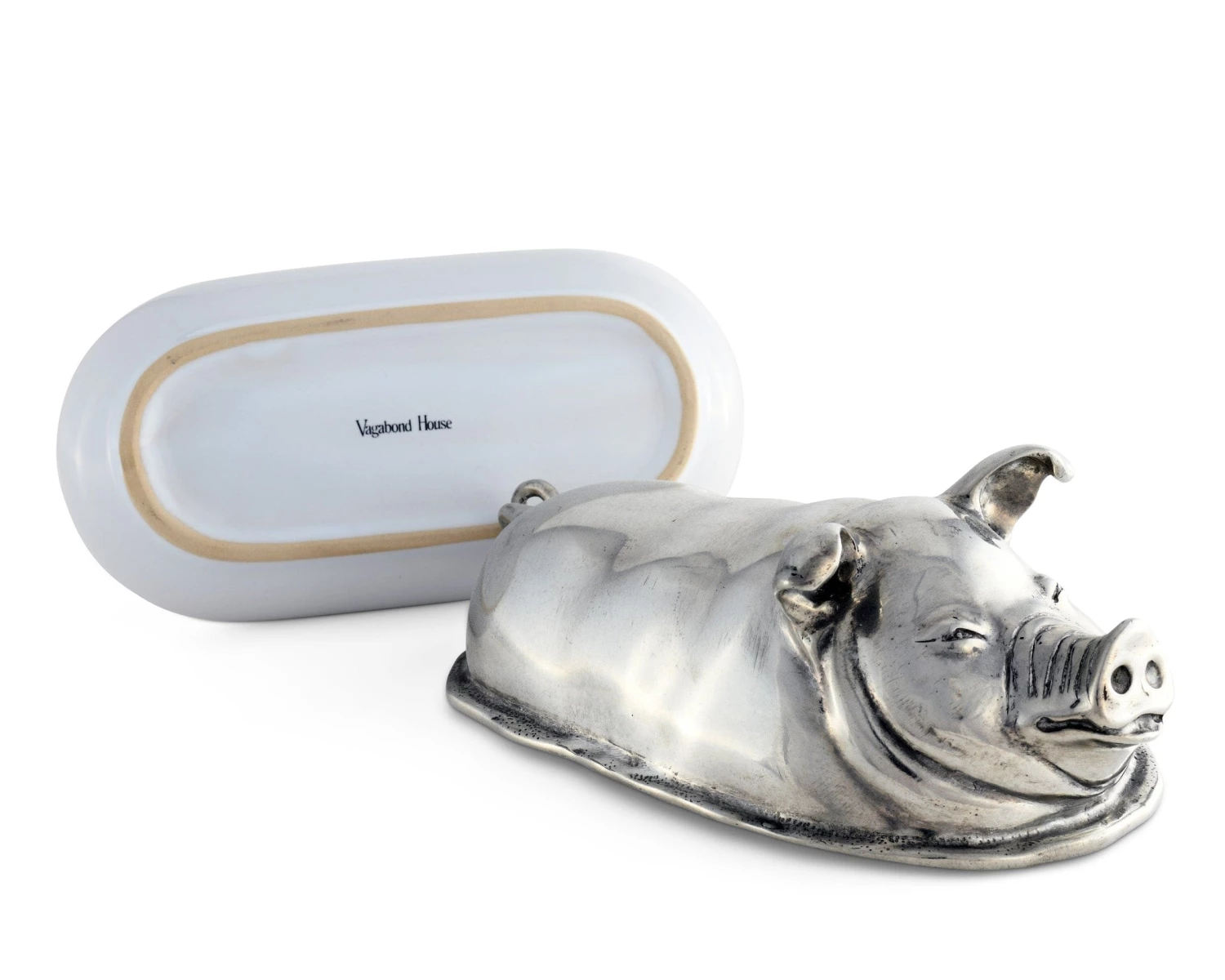 Vagabond House Happy Pig Butter Dish Garden Friends 6 Vagabond House Happy Pig Butter Dish Garden Friends