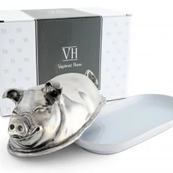 Vagabond House Happy Pig Butter Dish Garden Friends 15 Vagabond House Happy Pig Butter Dish Garden Friends