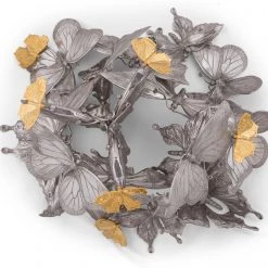 Vagabond House Pewter Butterfly Centerpiece Porcelain Bowl Garden Friends