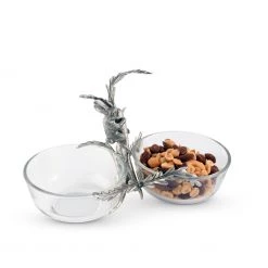 Vagabond House Rabbit / Carrot Double Dish Condiment Server Garden Friends