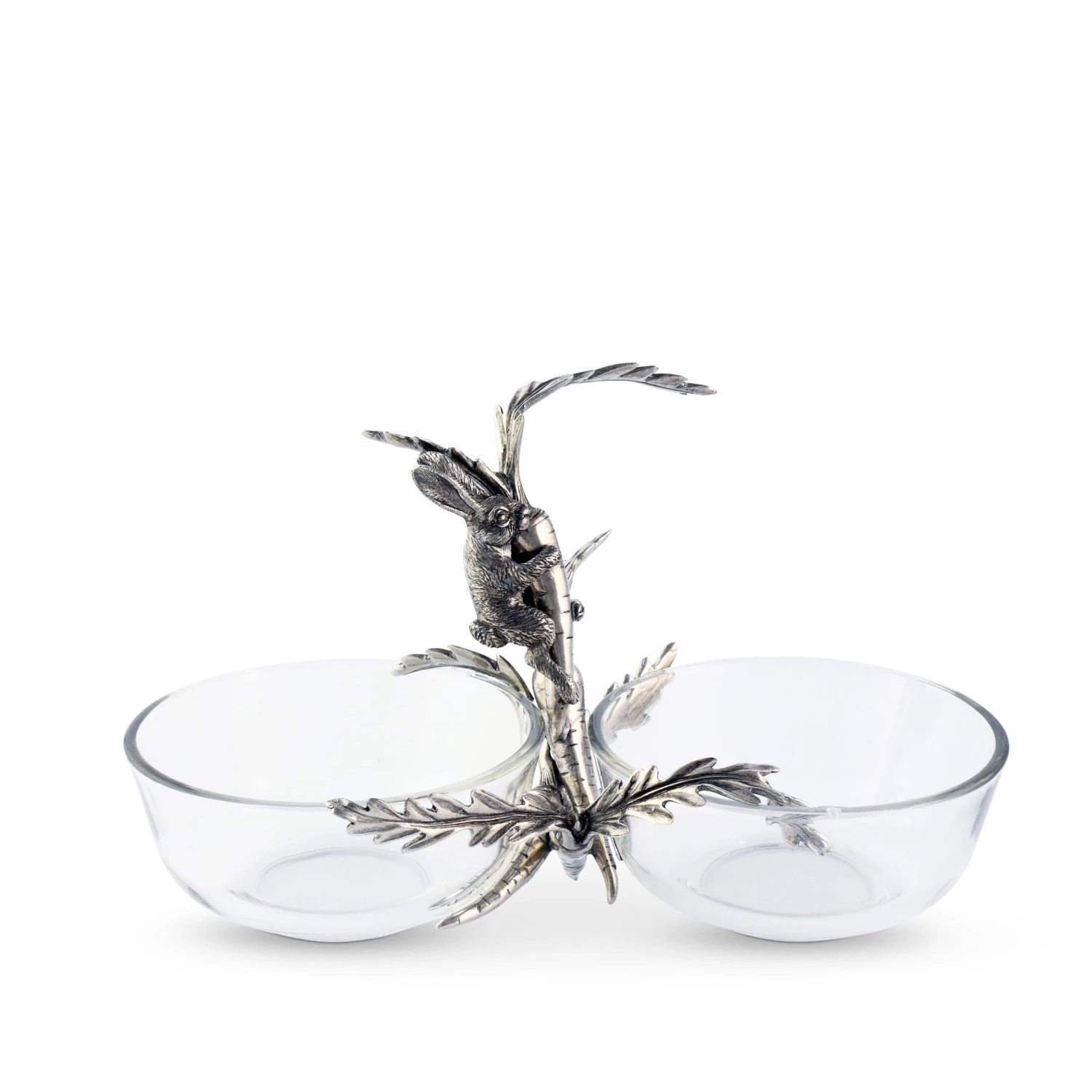 Vagabond House Rabbit / Carrot Double Dish Condiment Server Garden Friends 3 Vagabond House Rabbit / Carrot Double Dish Condiment Server Garden Friends