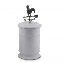 Vagabond House Rooster Weathervane Stoneware Canister Garden Friends