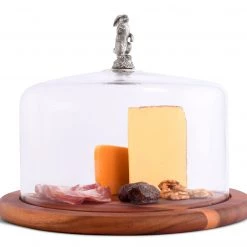 Vagabond House Bunny Glass Covered Cheese Wood Board Garden Friends