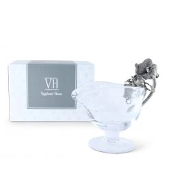 Vagabond House Hand Blown Glass Gravy Boat Pewter Harvest Turkey