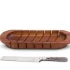 Vagabond House Oval Bread Board With Pewter Wheat Knife Bread Trays
