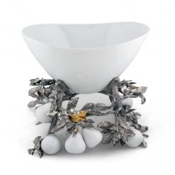 Vagabond House Pewter Pears And Leaves Centerpiece Porcelain Bowl