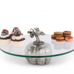 Vagabond House Pewter Pumpkin Dessert Stand