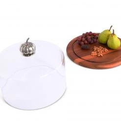 Vagabond House Harvest Pumpkin Glass Covered Cheese Wood Board 6 Vagabond House Harvest Pumpkin Glass Covered Cheese Wood Board