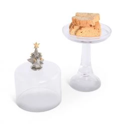 Vagabond House Christmas Tree Glass Covered Cake / Dessert Stand 9 Vagabond House Christmas Tree Glass Covered Cake / Dessert Stand