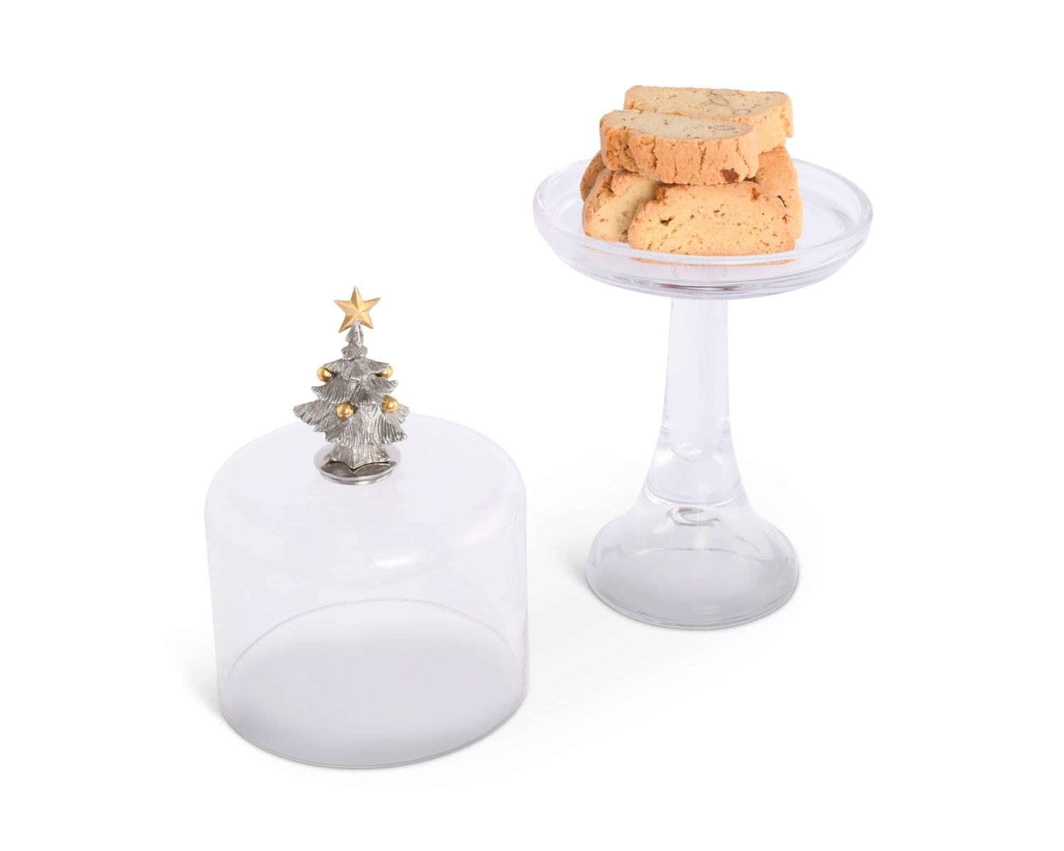Vagabond House Christmas Tree Glass Covered Cake / Dessert Stand 5 Vagabond House Christmas Tree Glass Covered Cake / Dessert Stand