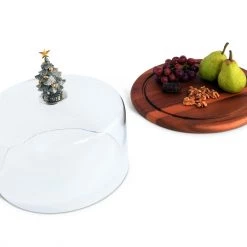 Vagabond House Christmas Tree Glass Covered Cheese Wood Board