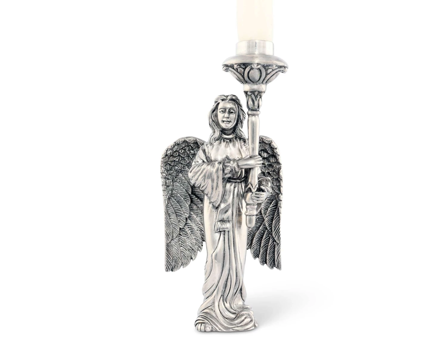 Vagabond House Christmas Pewter Angel Candlestick - Short 1 Vagabond House Christmas Pewter Angel Candlestick - Short