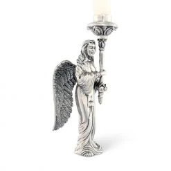 Vagabond House Christmas Pewter Angel Candlestick - Short