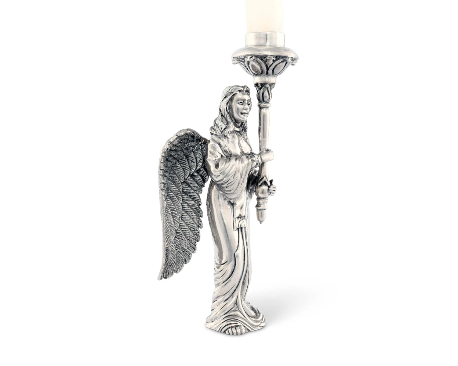 Vagabond House Christmas Pewter Angel Candlestick - Short 2 Vagabond House Christmas Pewter Angel Candlestick - Short