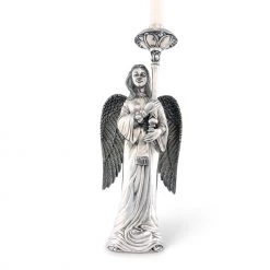 Vagabond House Pewter Angel Candlestick - Tall Christmas