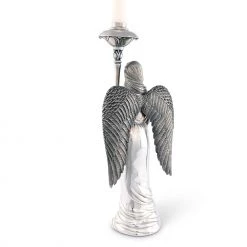 Vagabond House Pewter Angel Candlestick - Tall Christmas