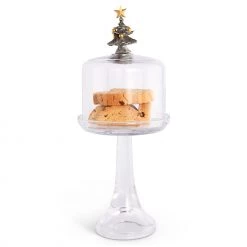 Vagabond House Christmas Tree Glass Covered Cake / Dessert Stand 7 Vagabond House Christmas Tree Glass Covered Cake / Dessert Stand