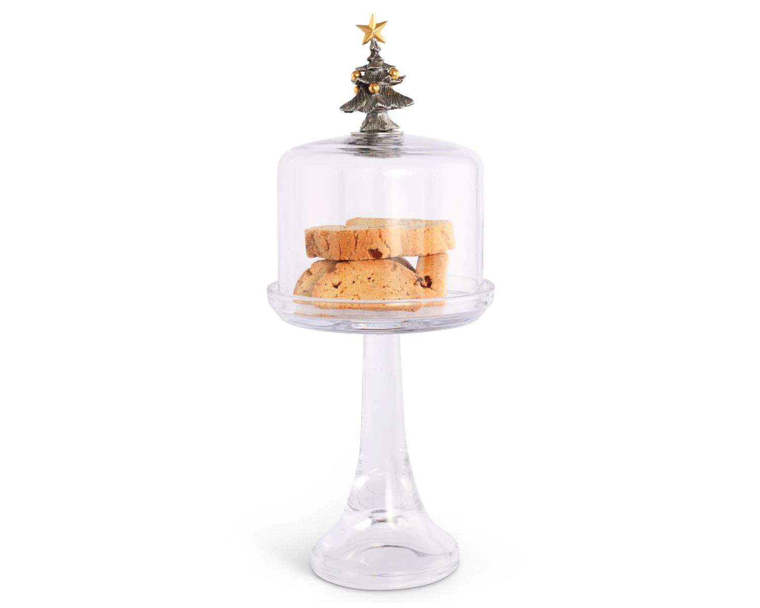 Vagabond House Christmas Tree Glass Covered Cake / Dessert Stand 3 Vagabond House Christmas Tree Glass Covered Cake / Dessert Stand
