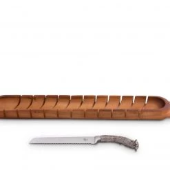 Vagabond House Baguette Board With Antler Bread Knife