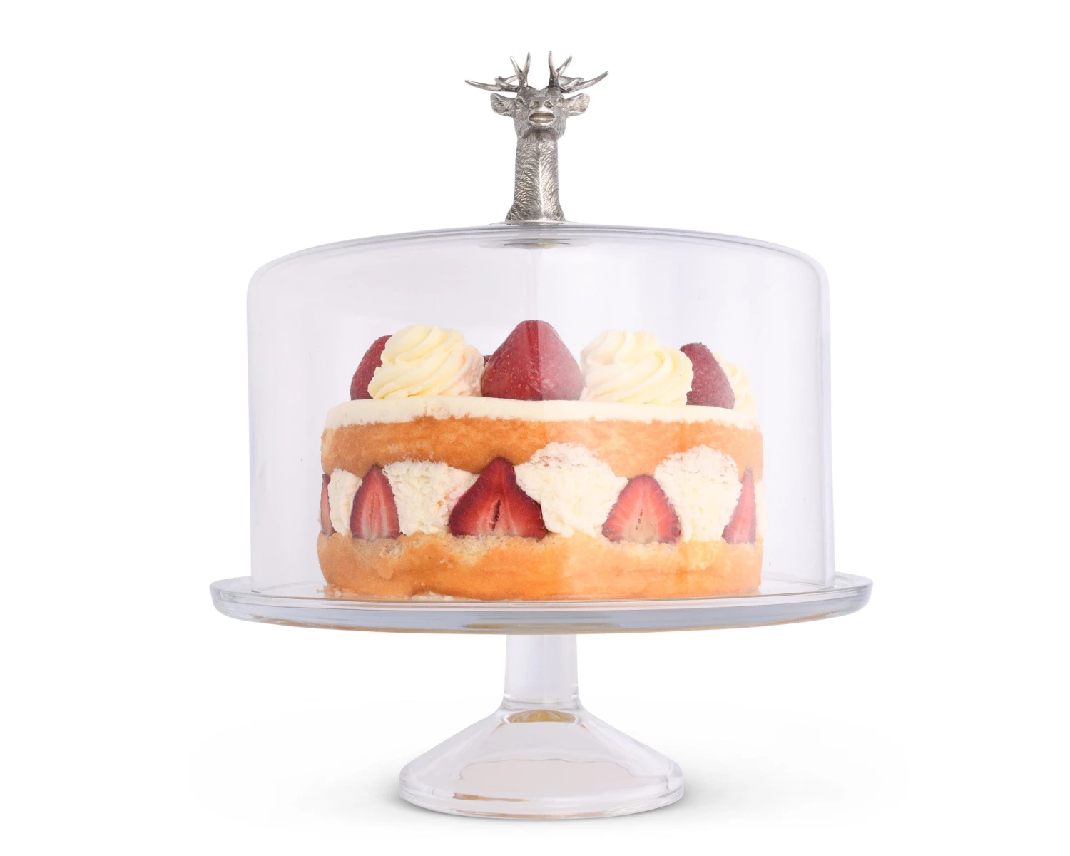 Vagabond House Elk Head Knob Glass Covered Cake / Dessert Stand 1 Vagabond House Elk Head Knob Glass Covered Cake / Dessert Stand