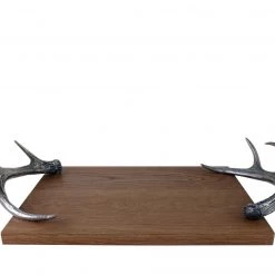 Vagabond House Lodge Style Cheese Tray With Pewter Antler Handles