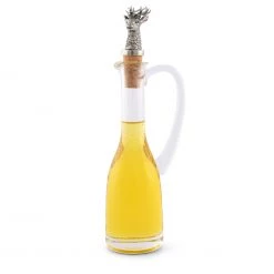 Vagabond House Condiment Servers Cruet Bottle With Pewter Elk Head Cork Stopper