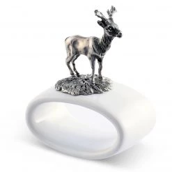 Vagabond House Lodge Style Deer Stoneware Napkin Ring