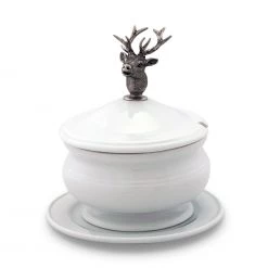 Vagabond House Elk Bust Porcelain Lidded Bowl
