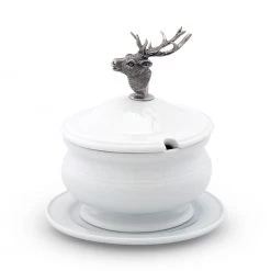Vagabond House Elk Bust Porcelain Lidded Bowl