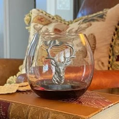 Vagabond House Wine Glasses Elk / Deer Stemless Wine Glass 9 Vagabond House Wine Glasses Elk / Deer Stemless Wine Glass