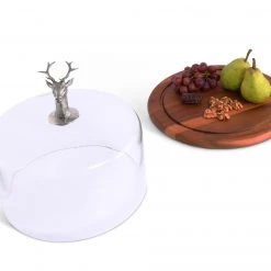 Vagabond House Cheese Boards Elk Head Glass Covered Cheese Wood Board