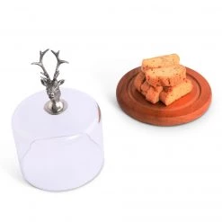 Vagabond House Cheese Boards Elk Head Glass Covered Cheese Wood Board