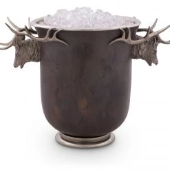 Vagabond House Ice Buckets & Wine Buckets Elk Head Handle Bronze Ice Bucket