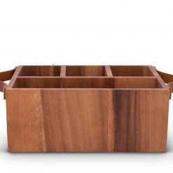 Vagabond House Elk Head Handles Wood Flatware Caddy