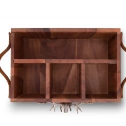 Vagabond House Elk Head Handles Wood Flatware Caddy