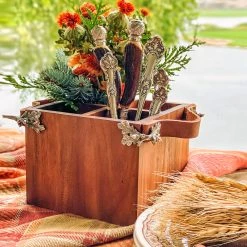 Vagabond House Elk Head Handles Wood Flatware Caddy