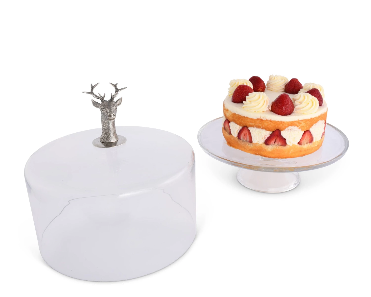 Vagabond House Elk Head Knob Glass Covered Cake / Dessert Stand 4 Vagabond House Elk Head Knob Glass Covered Cake / Dessert Stand