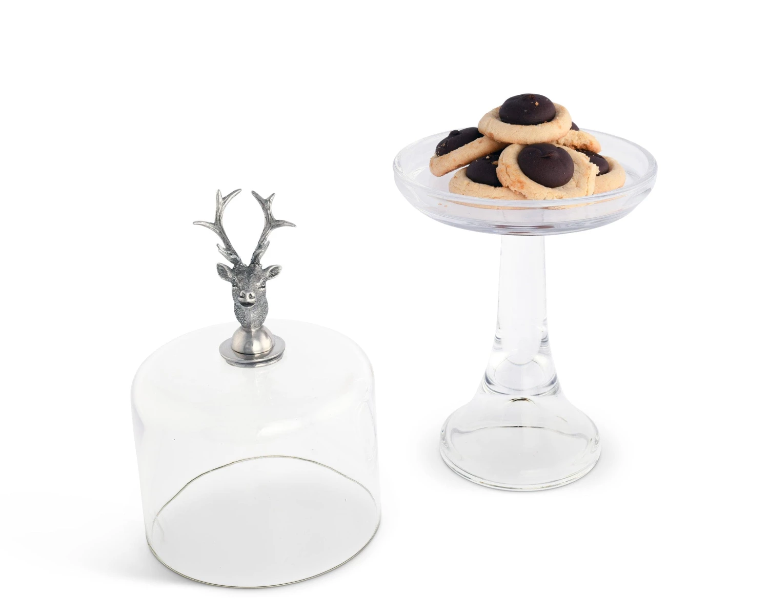 Vagabond House Elk Head Knob Glass Covered Cake / Dessert Stand 5 Vagabond House Elk Head Knob Glass Covered Cake / Dessert Stand