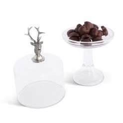 Vagabond House Elk Head Knob Glass Covered Cake / Dessert Stand 11 Vagabond House Elk Head Knob Glass Covered Cake / Dessert Stand