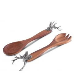 Vagabond House Elk Head Salad Servers Lodge Style