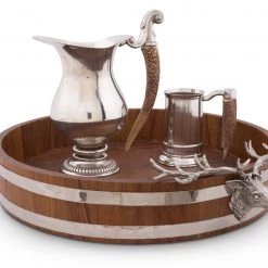 Vagabond House Elk Head Teak Tray Trays 7 Vagabond House Elk Head Teak Tray Trays