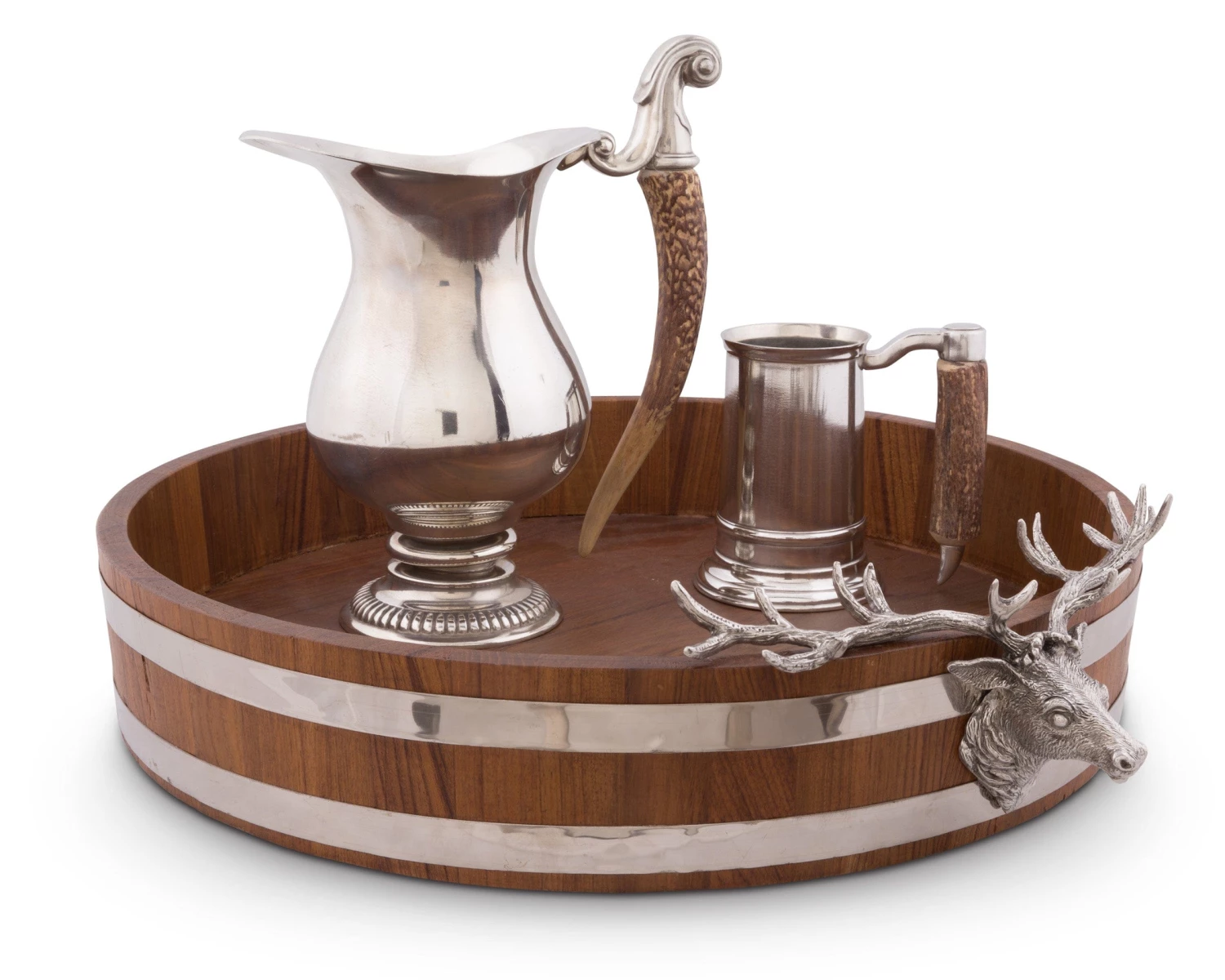 Vagabond House Elk Head Teak Tray Trays 4 Vagabond House Elk Head Teak Tray Trays