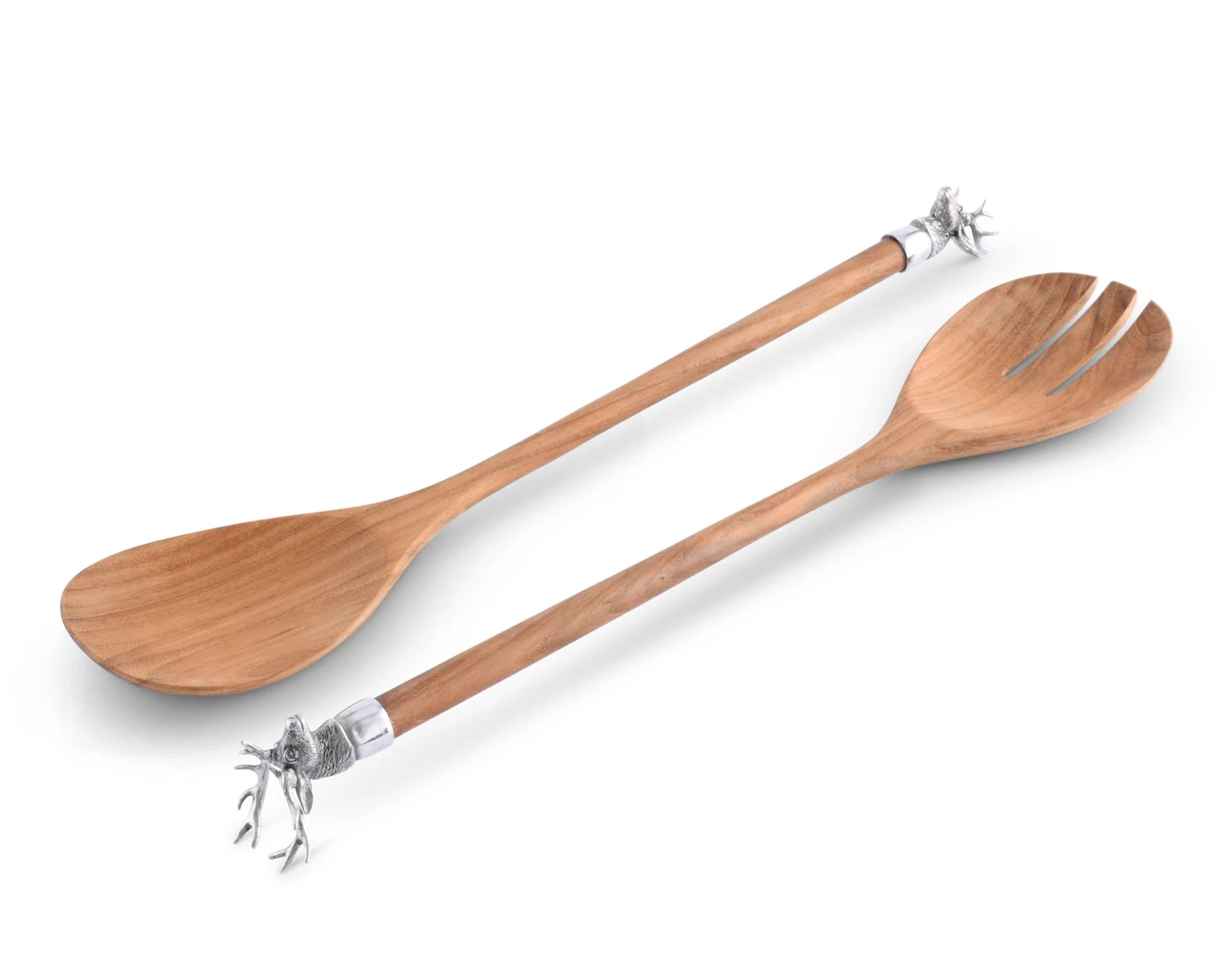 Vagabond House Elk Head Wood Salad Servers 1 Vagabond House Elk Head Wood Salad Servers