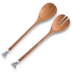 Vagabond House Elk Head Wood Salad Servers 7 Vagabond House Elk Head Wood Salad Servers