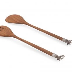 Vagabond House Elk Head Wood Salad Servers 9 Vagabond House Elk Head Wood Salad Servers