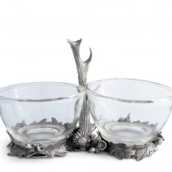 Vagabond House Fallen Antler Double Glass Dip Bowl Dip Bowls & Sauce Bowls