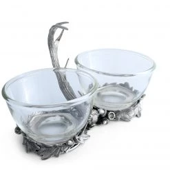Vagabond House Fallen Antler Double Glass Dip Bowl Dip Bowls & Sauce Bowls